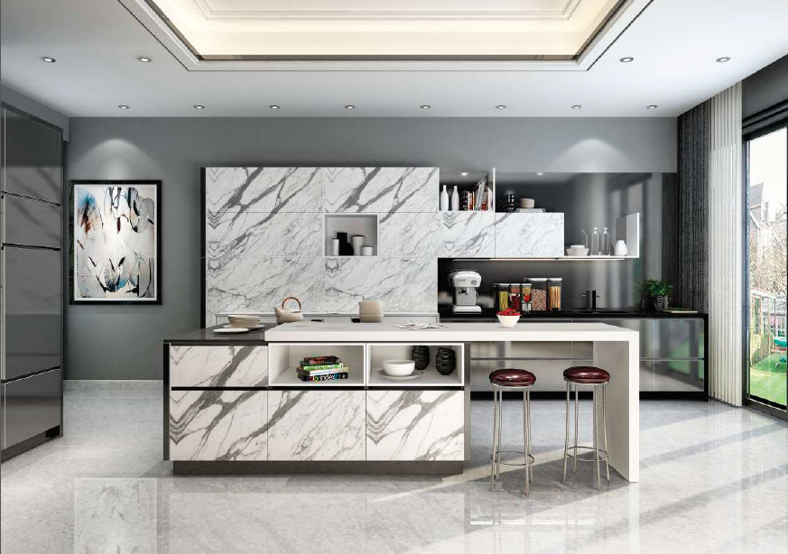 HD 7001 White Decorative Laminate of 1.25 mm applied on kitchen cabinet with a Texture finish available for sale at Material Depot in Bangalore