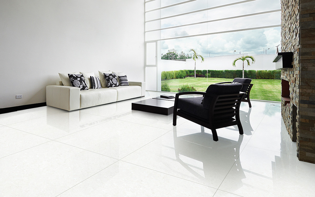 Tropic White 600x600 Double Charge Glossy Finish Floor Tiles