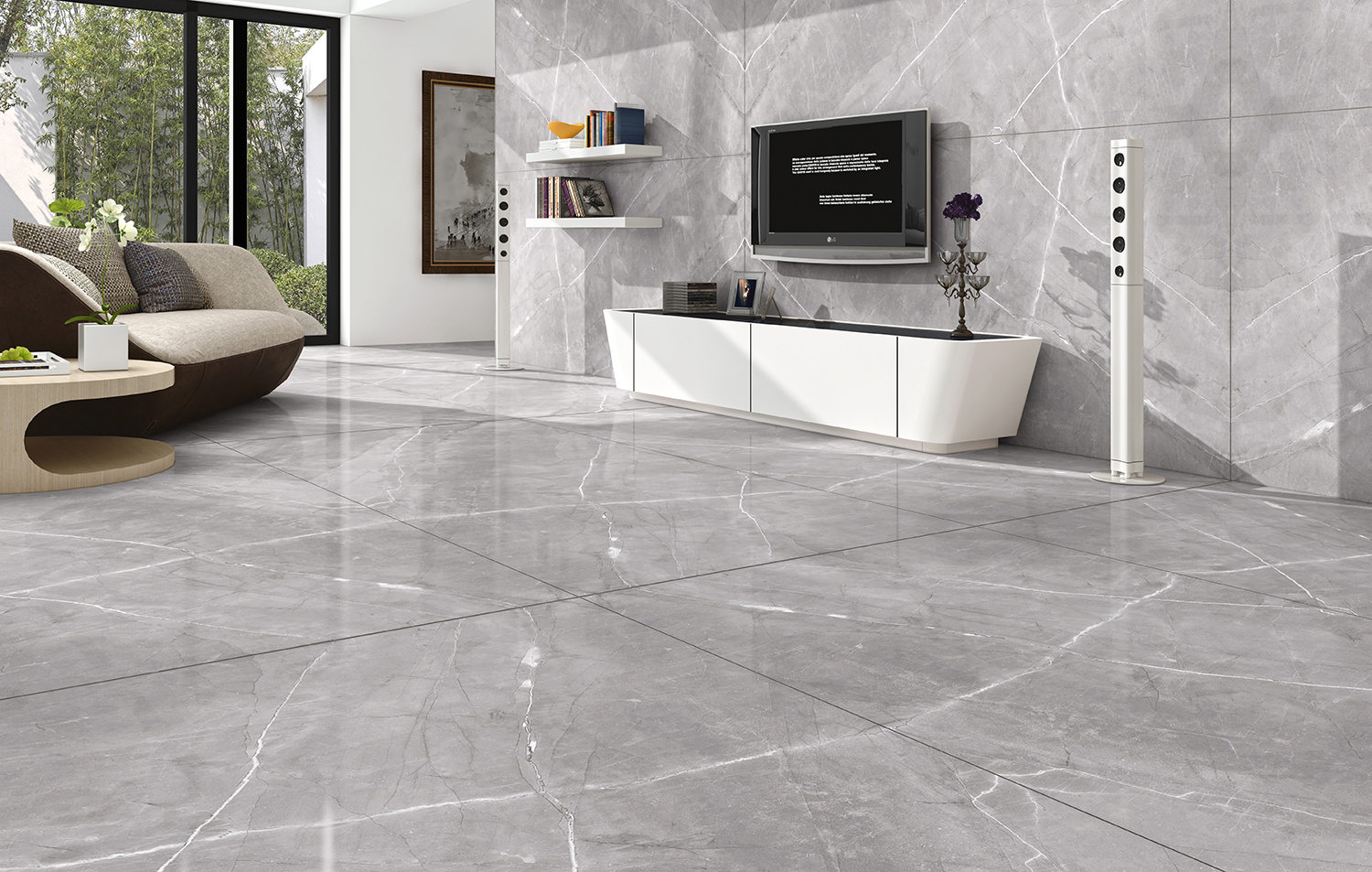 Stanley Grey - Collection Digital Glazed Vitrified Tiles by Qutone