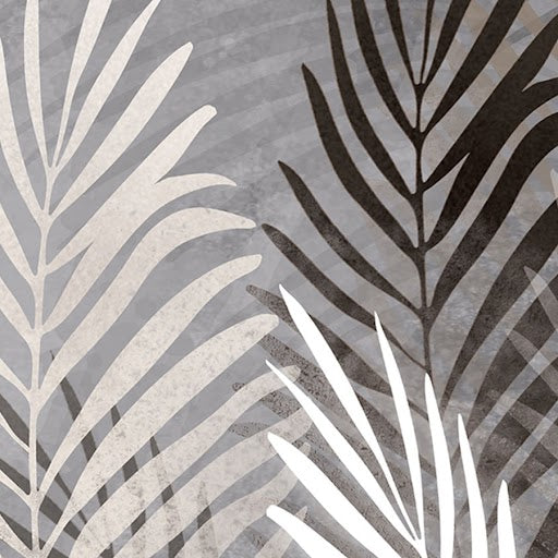 A close-up of aBeige and Grey Background Tropical Leaves Wallpaper, Customisedavailable at Material Depot in Bangalore