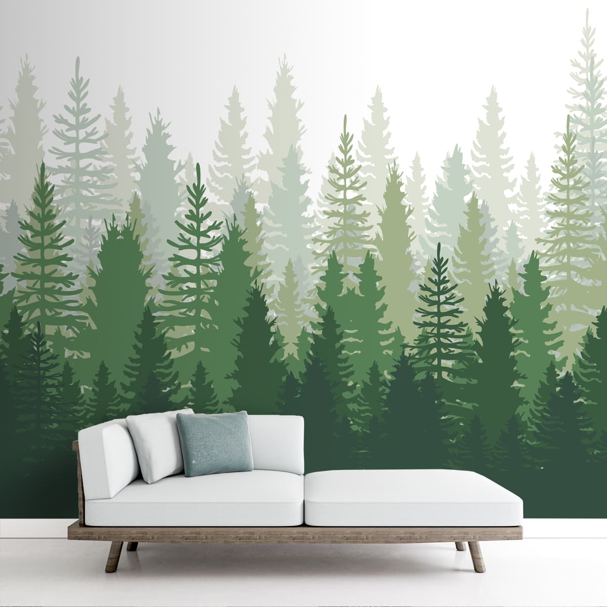 A close-up of aGreen Peaceful Forest, Silhouette Design Wallpaperavailable at Material Depot in Bangalore