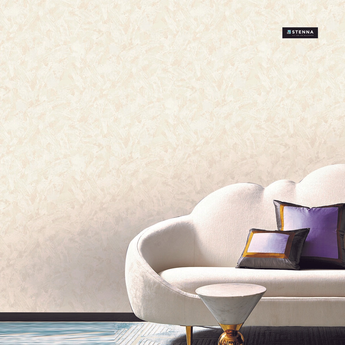 PT13703 5.1 Mtr x 1.06 Mtr Plain And Textured Cream Colour Wallpaper