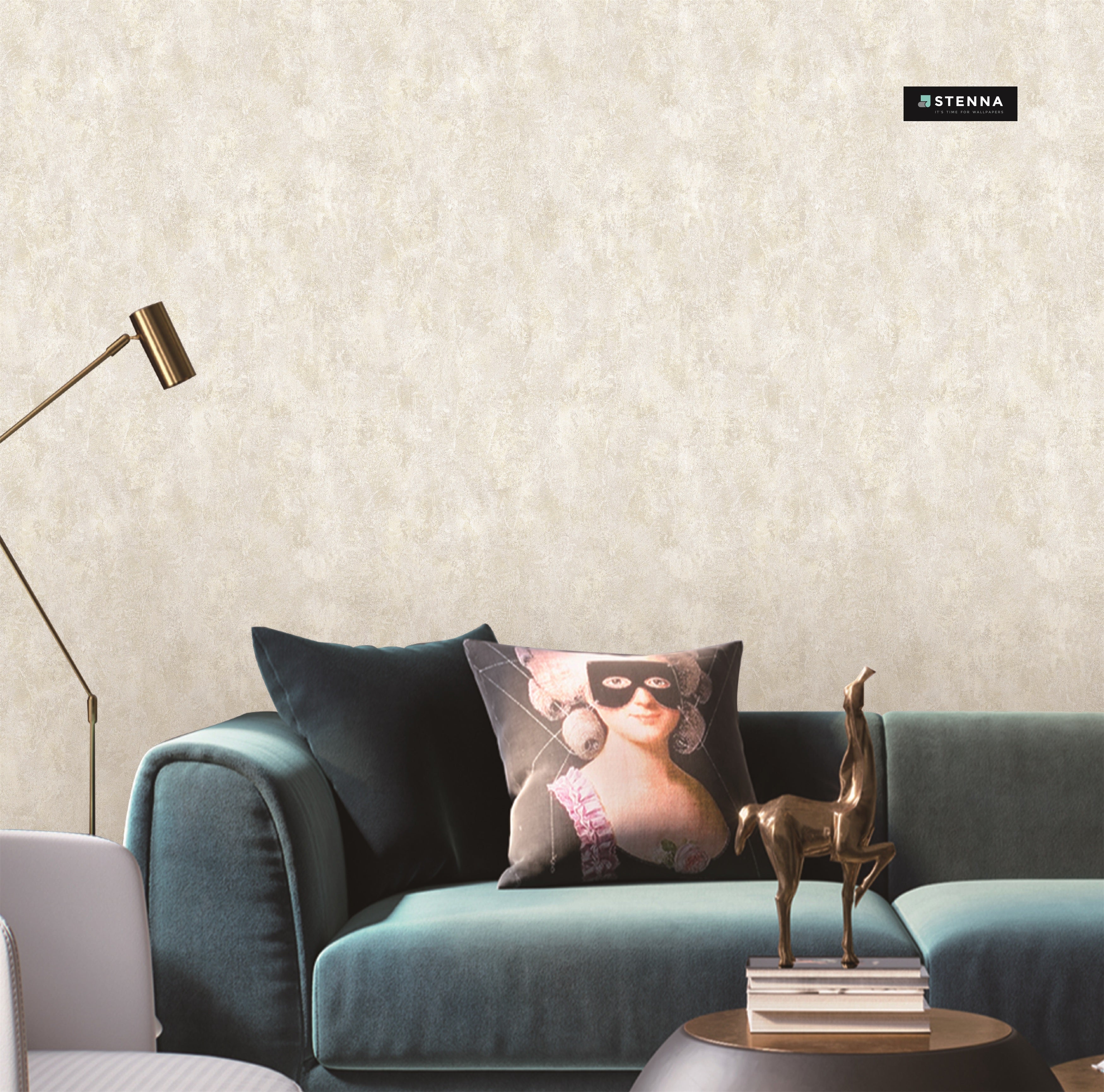 PT13703 5.1 Mtr x 1.06 Mtr Plain And Textured Cream Colour Wallpaper