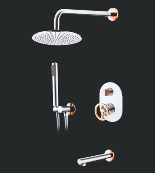 2504 Roseline Series Chrome + Rose Gold Finish Faucet & Showering System - Total Set| Image 1