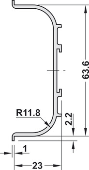 126.36.900 Grip Profile Handle C Shape Aluminium Anodized - 2500 mm| Image 1