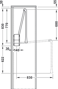 805.20.024 Nickel Plated Black Wardrobe Lift - 10 Kg And 440 To 610 mm Width| Image 1