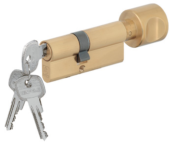 916.96.306 Brass SN Euro Profile Thumb Turn Cylinder With Key 31.5+31.5 =  63mm