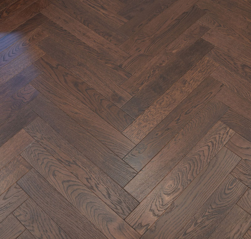 Dark Oak Herringbone Manor 600x90 mm Engineered Wooden Flooring - 15 mm Engineered Wood Floor Brown | Image 1