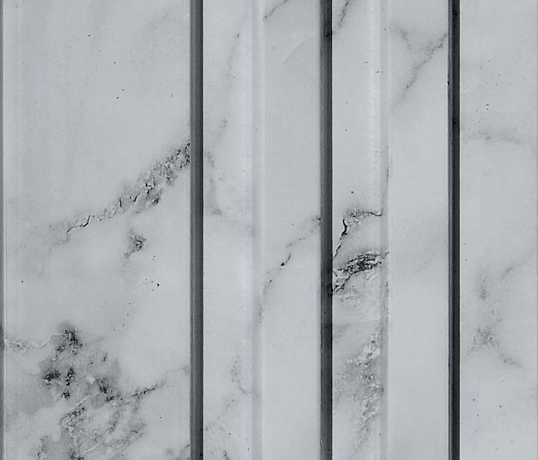 White Charcoal Clads Series Louvers/Panels | 8 ft x 5 inch - 12 mm | Satvario Marble 4027 Panels  White| Image 1