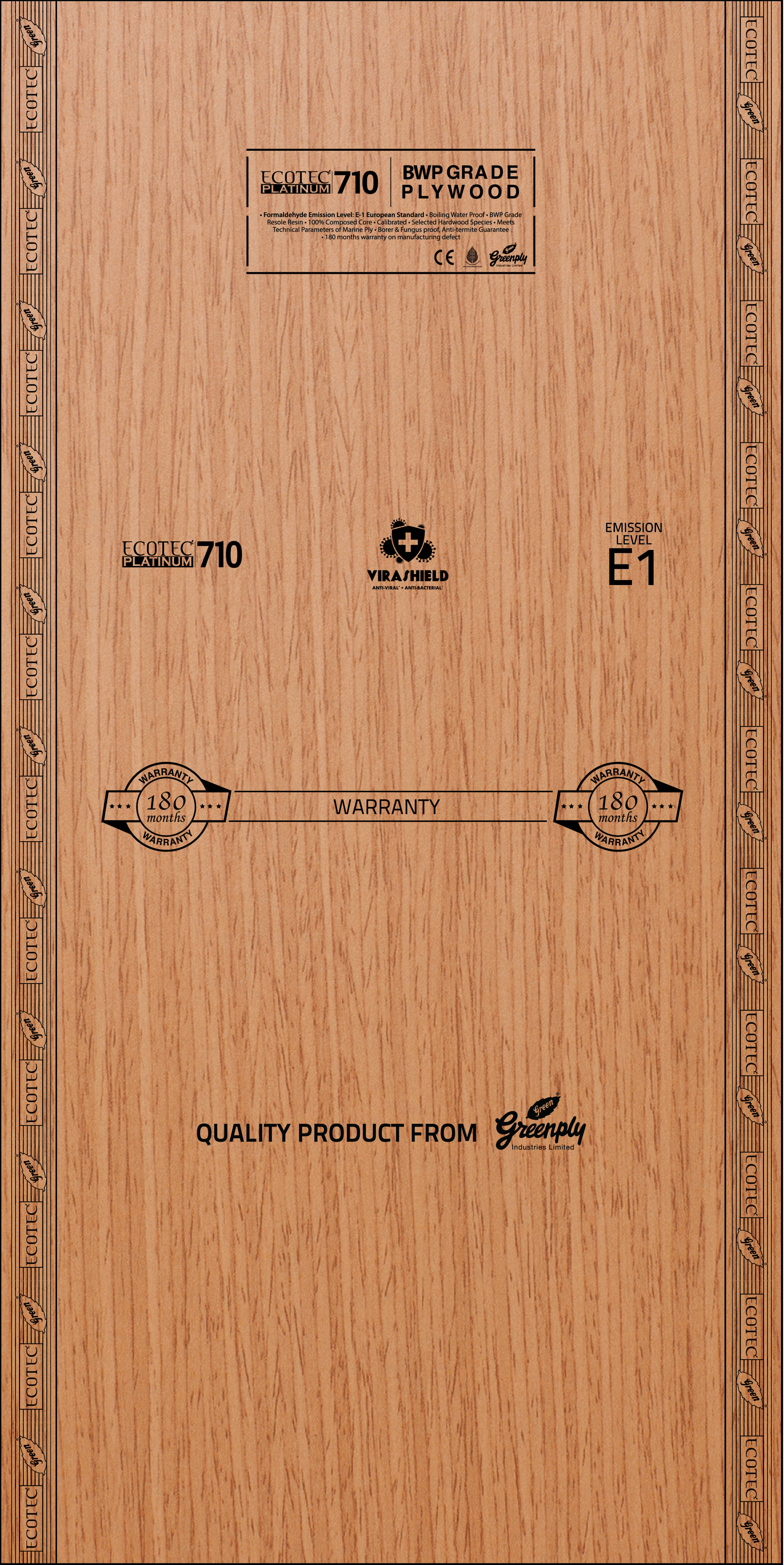 Green Ecotec BWP 710 7 ft x 4 ft Plywood - 9 mm Plywood  Brown| Image 1