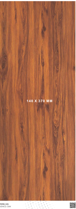 A close-up of a Brown 7098 HG Venice Oak with a High Gloss finish Liner Laminate available at Material Depot in Bangalore