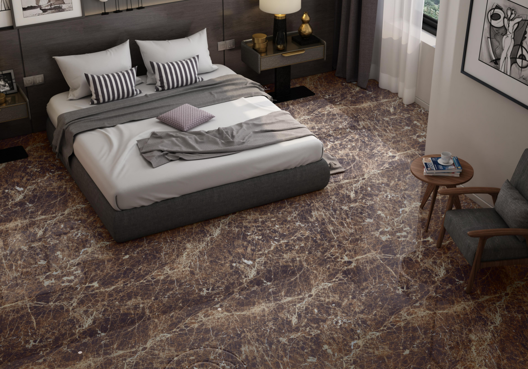 Marron Emperador 1200x600 mm Glossy Finish Infinito Octane Glaze Vitrified Floor and Wall Tile - 9 mm | Image 2