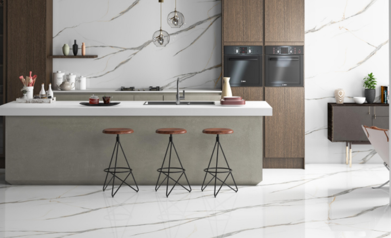 White Parker 1600x800 mm Glossy Finish Glaze Vitrified Floor and Wall Tile - 9 mm | Image 2