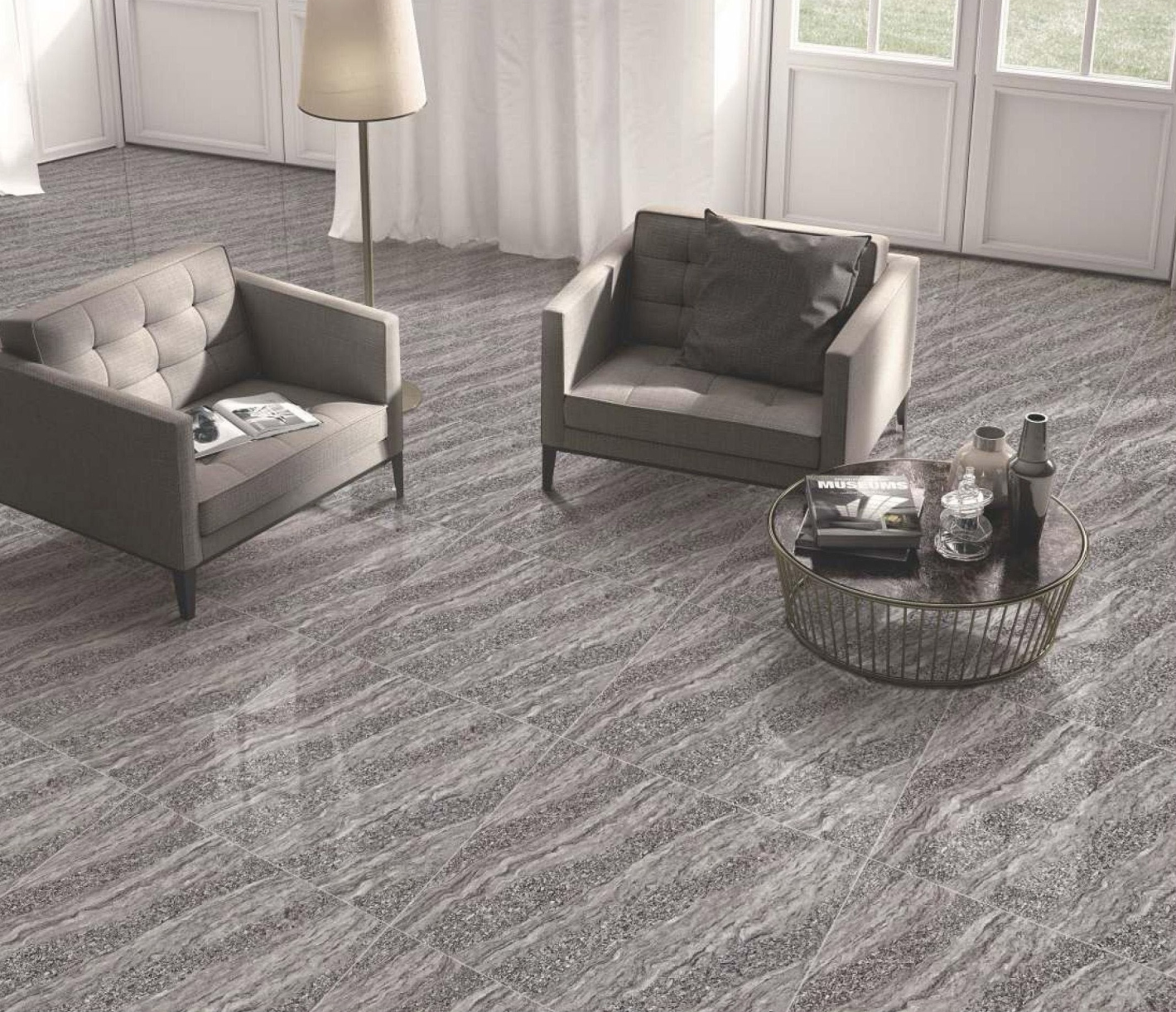 TL 03025 Foggy Grey 2 ft x 2 ft Glossy Finish Vitrified Floor Tile - 9.5 mm| Image 2