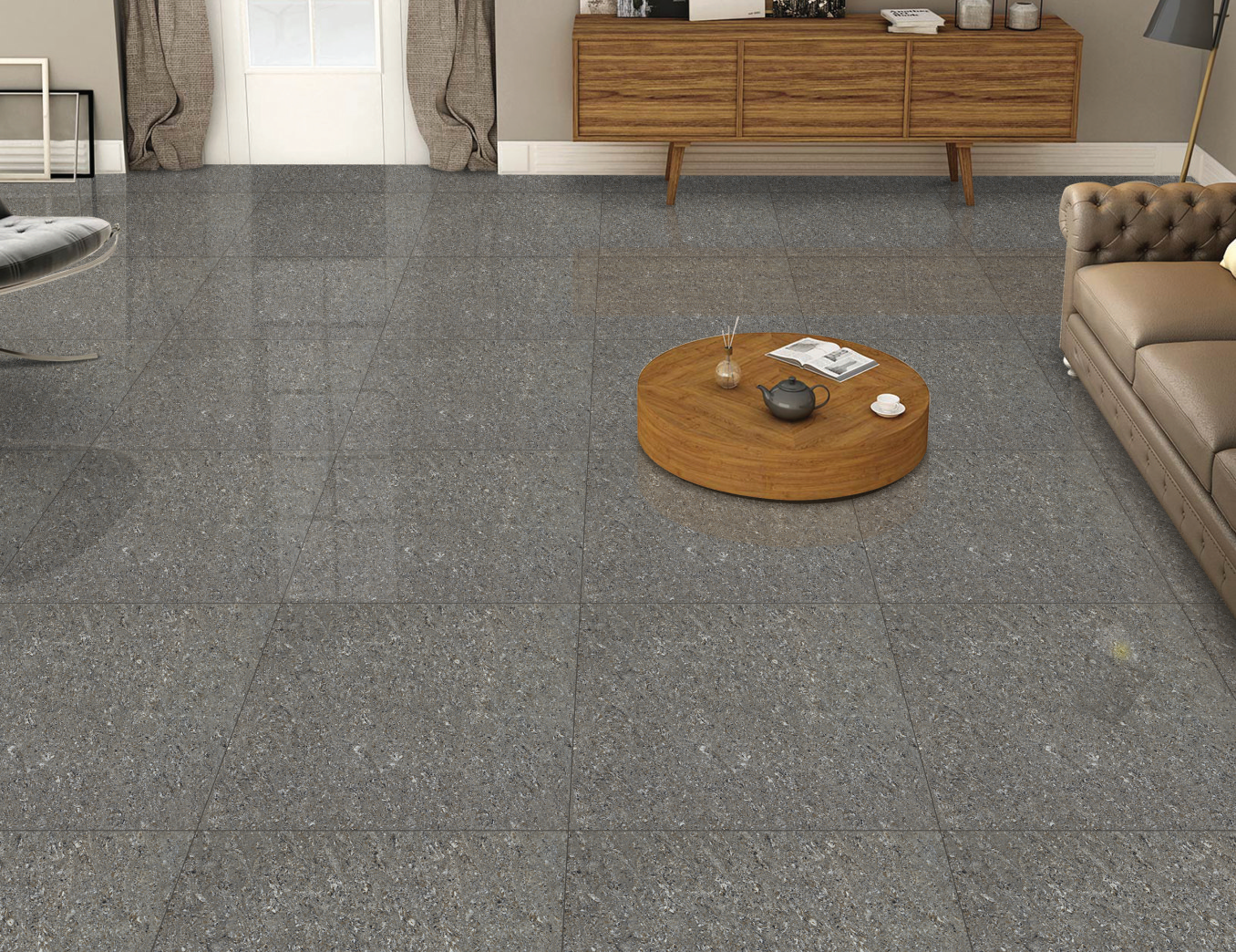 TL 03021 Smoky Grey 2 ft x 2 ft Glossy Finish Vitrified Floor Tile - 9.5 mm| Image 2