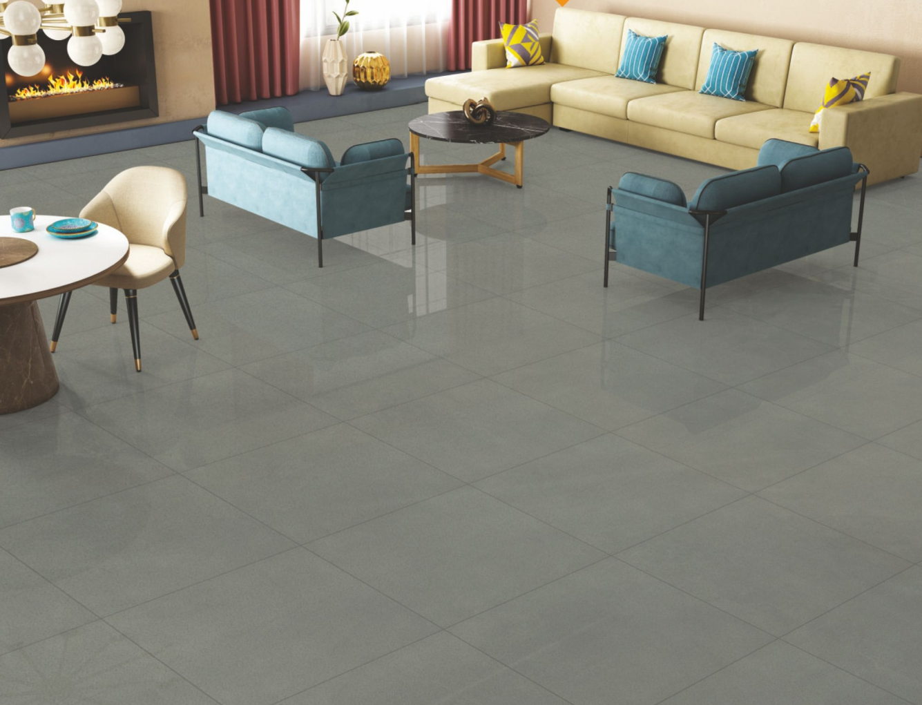 TL 03035 Porpoise Grey 2 ft x 2 ft Glossy Finish Vitrified Floor Tile - 9.5 mm| Image 2