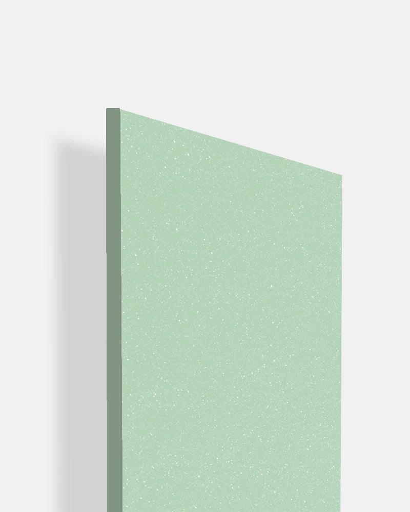 A close-up of a Green TW 184 HG Mint Green with a High Gloss finish Decorative Laminate available at Material Depot in Bangalore