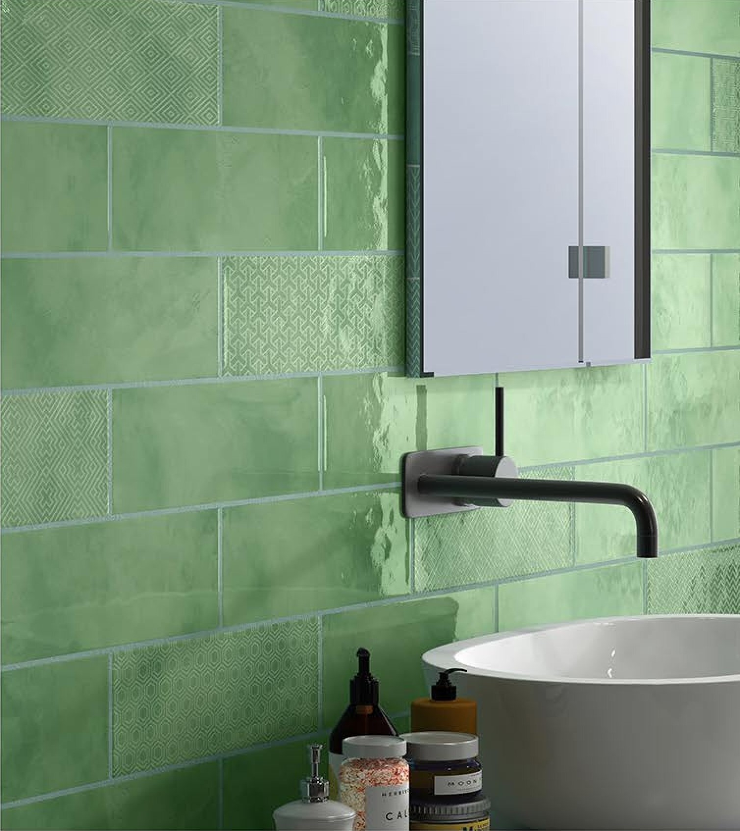 Rome Green Era-03 300x100 mm Subway Tile| Image 2