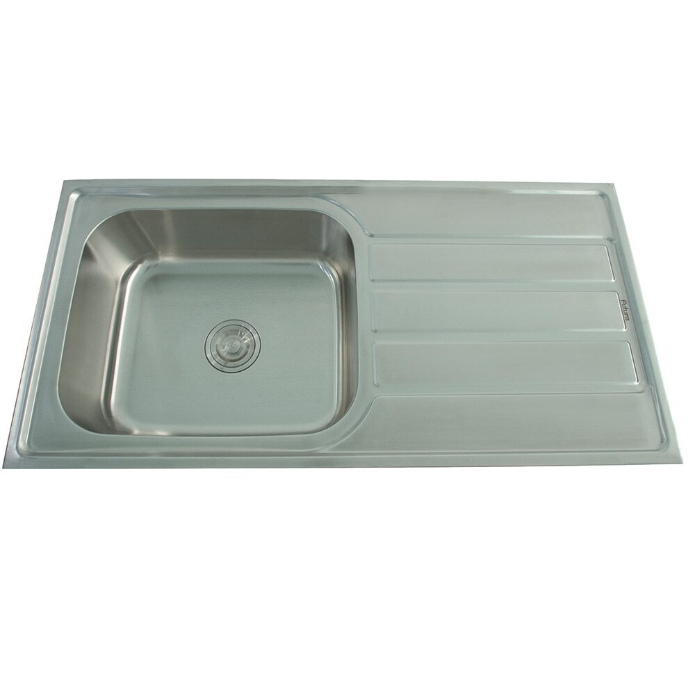 FS 4020-P Dura Series Satin Finish Square Single Bowl Sink With Drain Board - 1000 x 504 mm (40 x 20 Inch)| Image 1