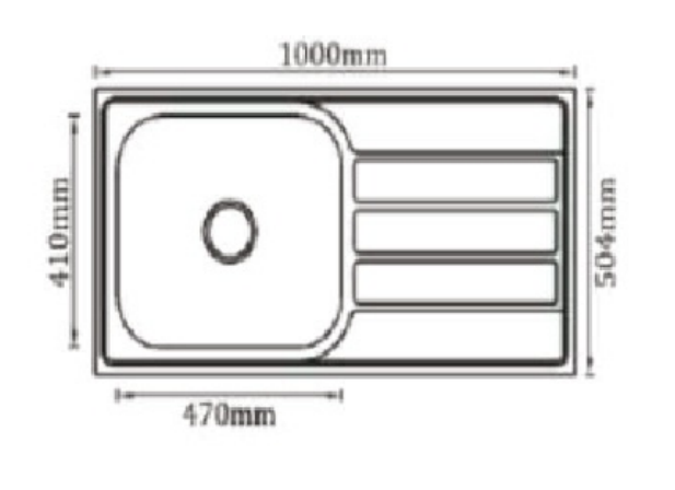 FS 4020-P Dura Series Satin Finish Square Single Bowl Sink With Drain Board - 1000 x 504 mm (40 x 20 Inch)| Image 2