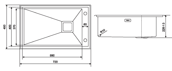 FS 2818 IS Stainless Steel Brush Finish Single Bowl Intelligent Sink - 700x450x225x1.2 mm (28x18x9 Inch)| Image 2