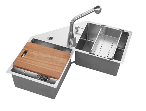 FS 3333 IS Stainless Steel Brush Finish Double Bowl Intelligent Sink - 850x850x225x1.2 mm (34x34x9 Inch)| Image 1