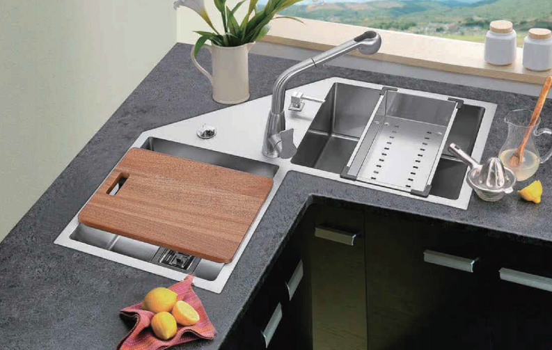 FS 3333 IS Stainless Steel Brush Finish Double Bowl Intelligent Sink - 850x850x225x1.2 mm (34x34x9 Inch)| Image 3