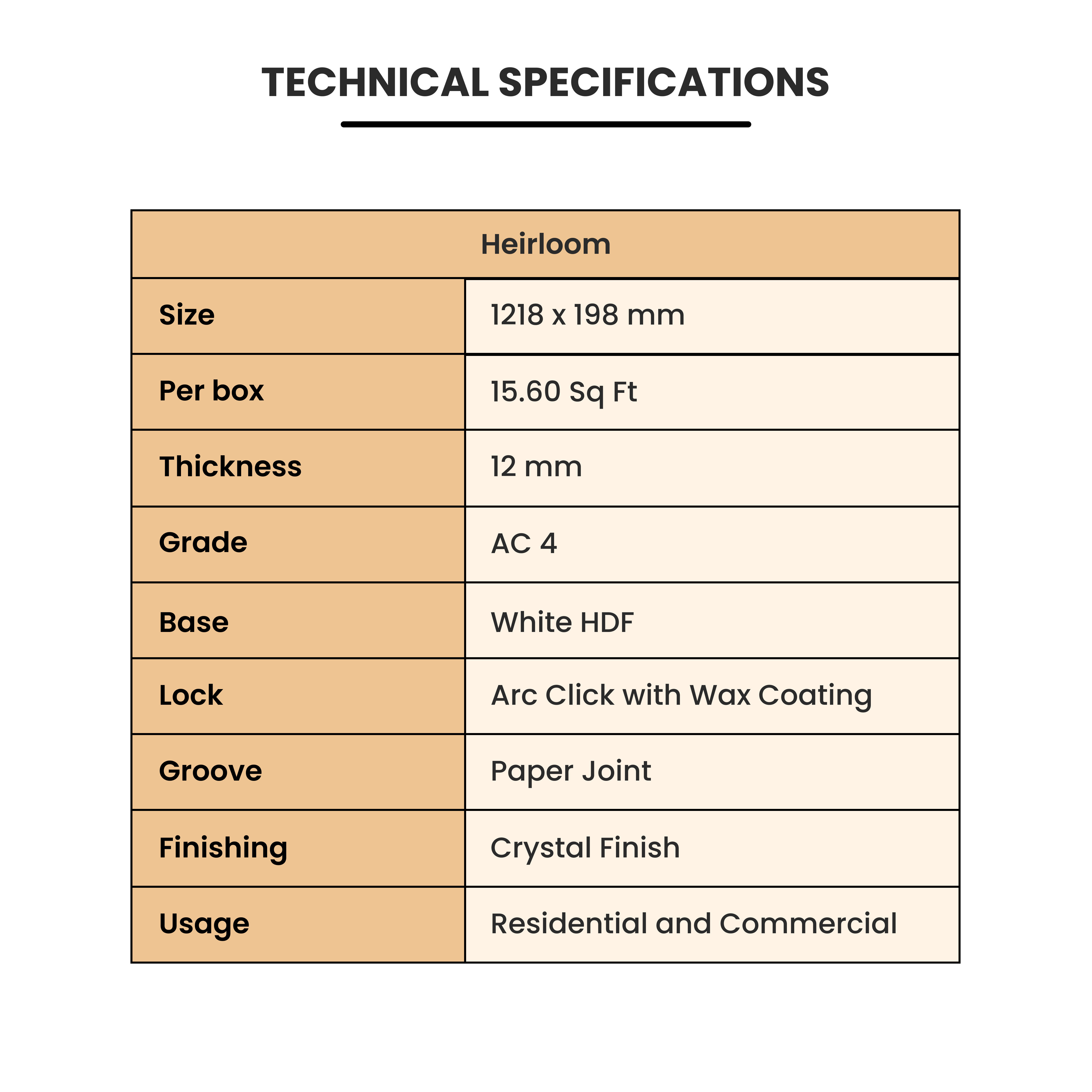 A close-up of a HDF Laminate Wood Floor Crystal Finish Heirloom LF 00268 | 4 ft x 7.8 inch x 12 mm | AC4 Grade | Arc Click With Wax Coating | Paper Joint Groove | Suitable for Flooring, Living Room, Bedroom available at Material Depot in Bangalore