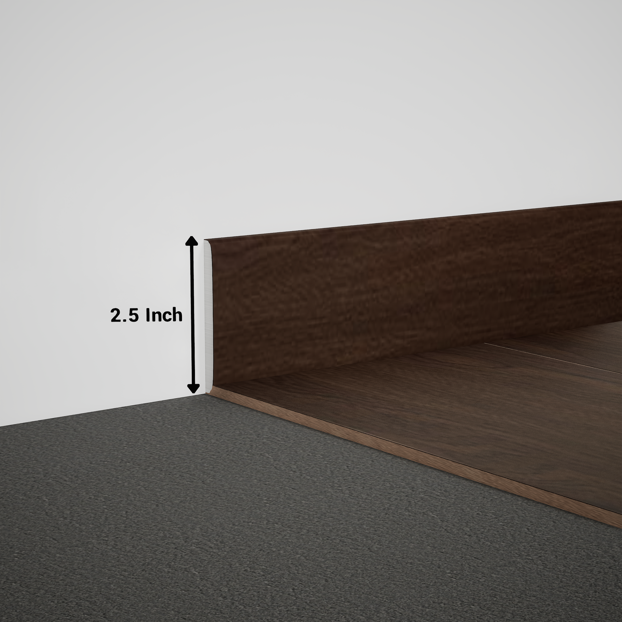 A close-up of a MDF Skirting Timberline TF 00154 B | 8 ft x 2.5 Inch x 12 mm Compatible for SPC Flooring SP 00078 available at Material Depot in Bangalore