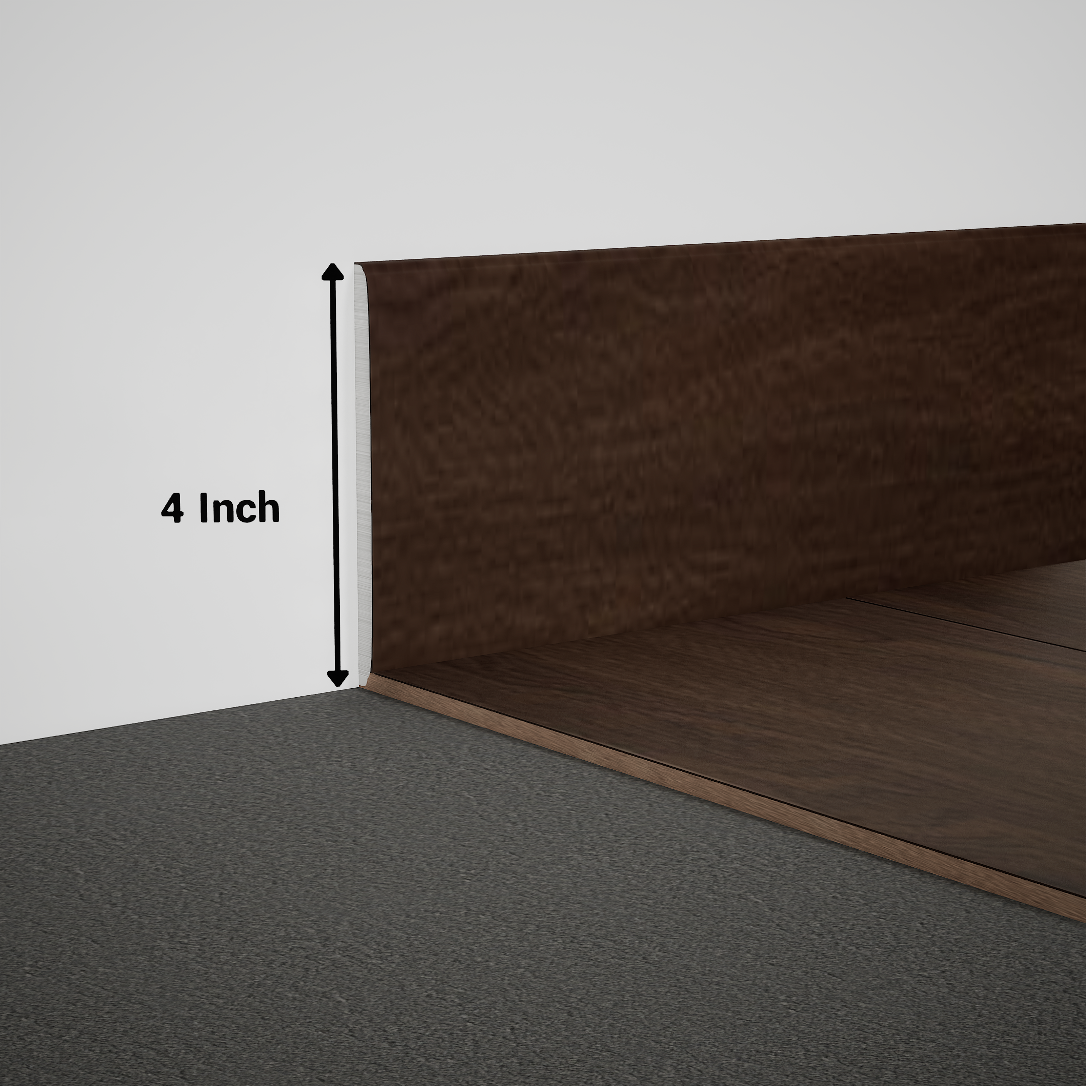 A close-up of a MDF Skirting Timberline TF 00154 D | 8 ft x 4 Inch x 12 mm Compatible for SPC Flooring SP 00078 available at Material Depot in Bangalore