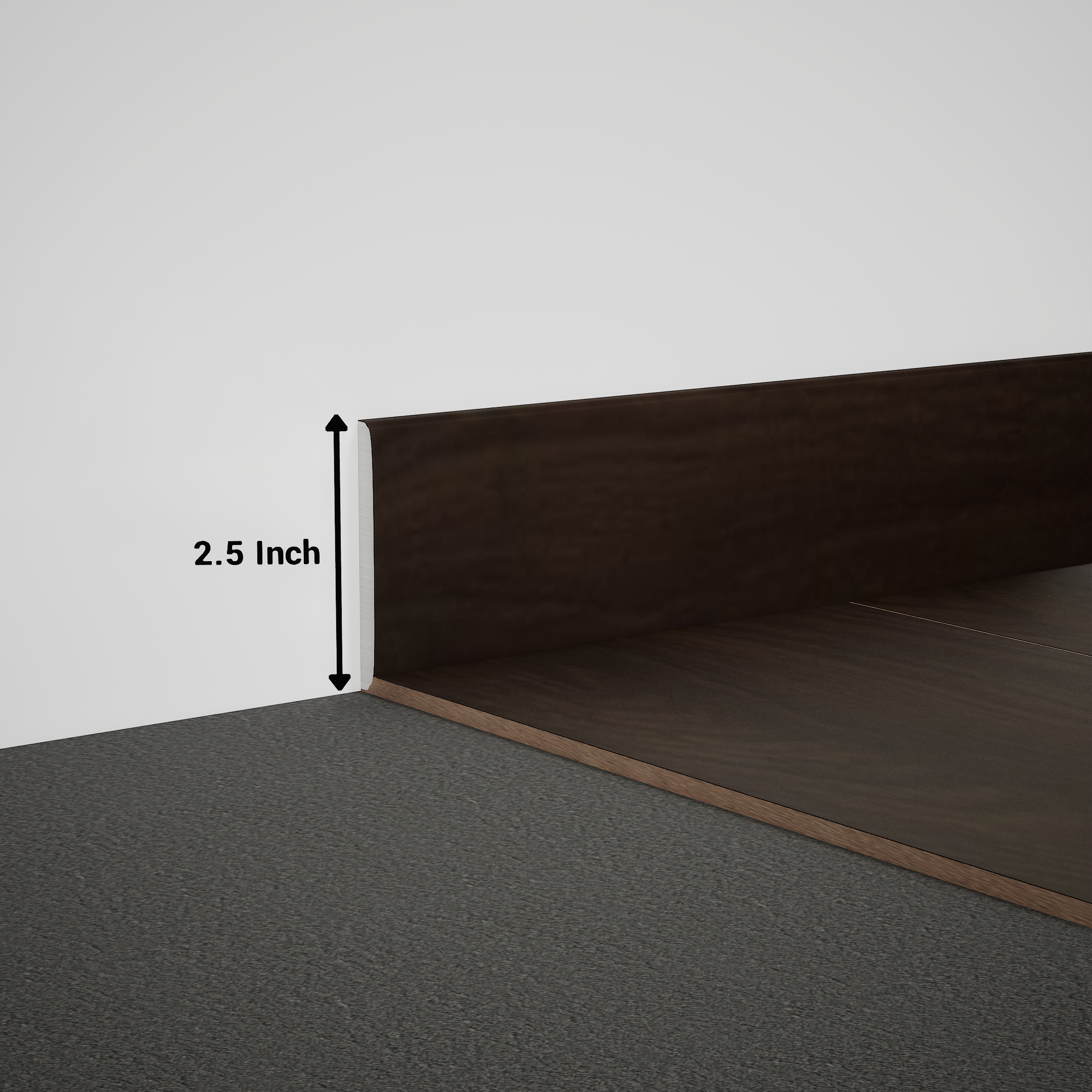 A close-up of a MDF Skirting Timberline TF 00157 B | 8 ft x 2.5 Inch x 12 mm Compatible for SPC Flooring SP 00081 available at Material Depot in Bangalore