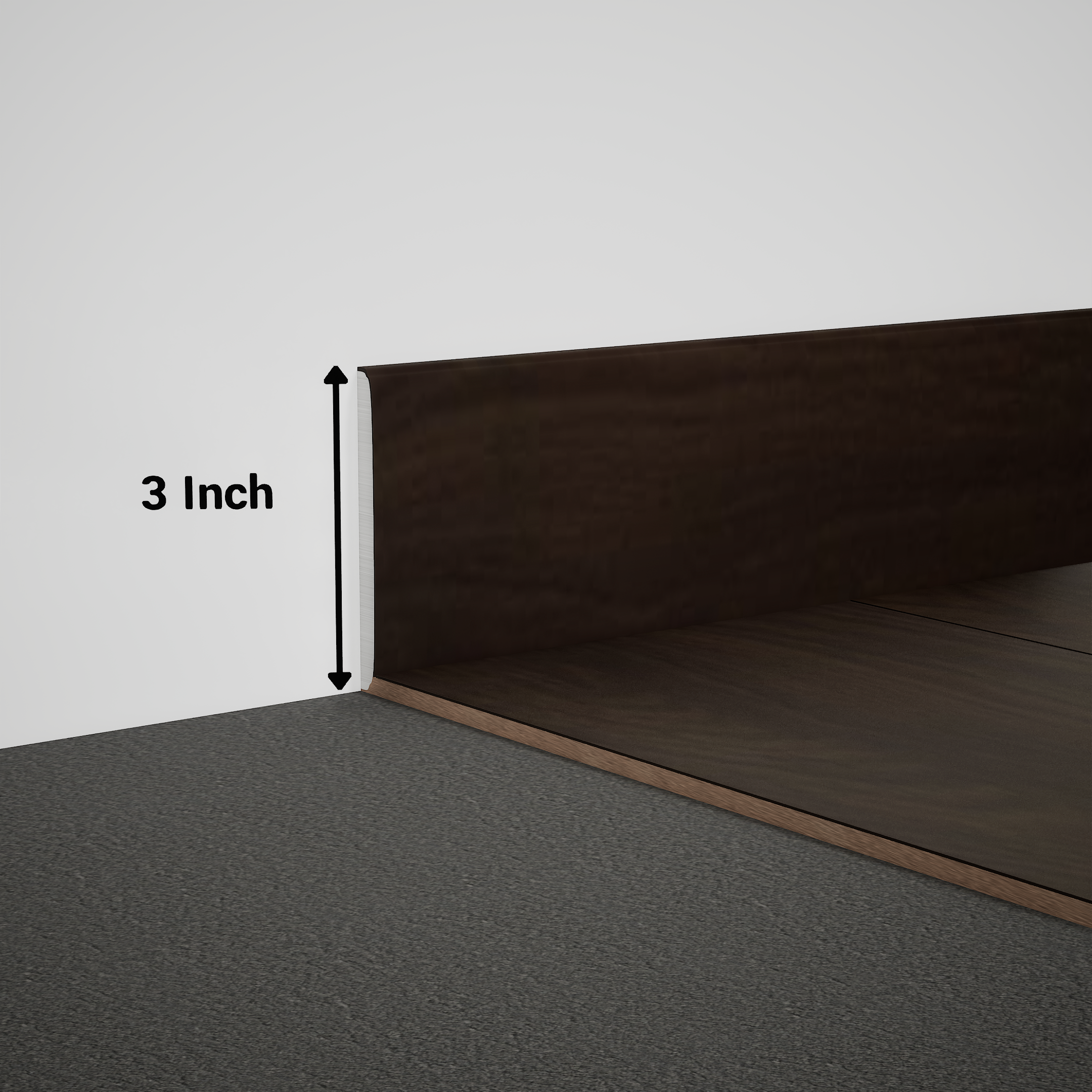 A close-up of a MDF Skirting Timberline TF 00157 C | 8 ft x 3 Inch x 12 mm Compatible for SPC Flooring SP 00081 available at Material Depot in Bangalore