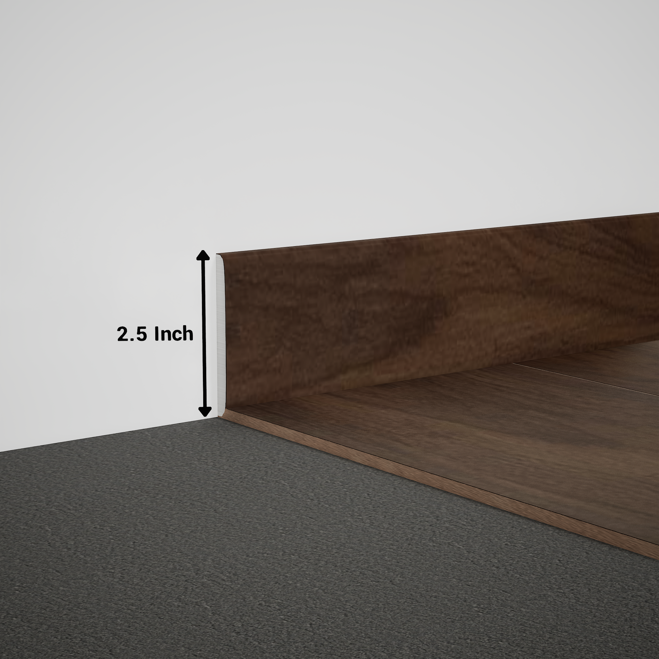 A close-up of a MDF Skirting Timberline TF 00161 B | 8 ft x 2.5 Inch x 12 mm Compatible for SPC Flooring SP 00085 available at Material Depot in Bangalore