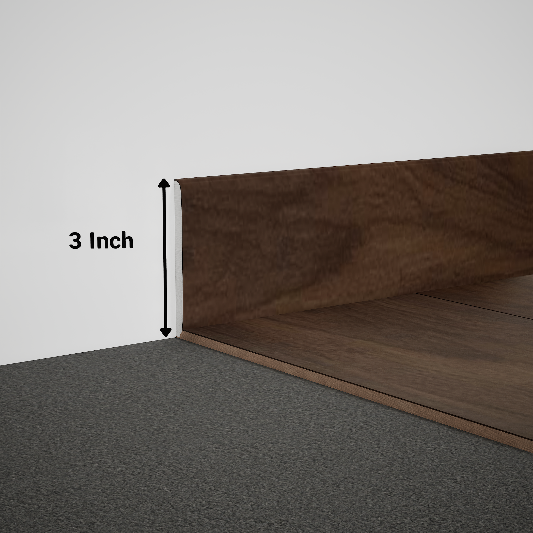 A close-up of a MDF Skirting Timberline TF 00161 C | 8 ft x 3 Inch x 12 mm Compatible for SPC Flooring SP 00085 available at Material Depot in Bangalore