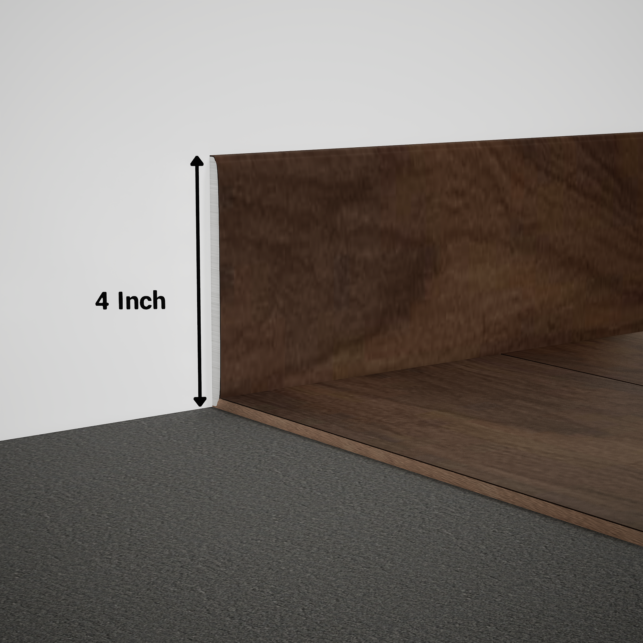 A close-up of a MDF Skirting Timberline TF 00161 D | 8 ft x 4 Inch x 12 mm Compatible for SPC Flooring SP 00085 available at Material Depot in Bangalore