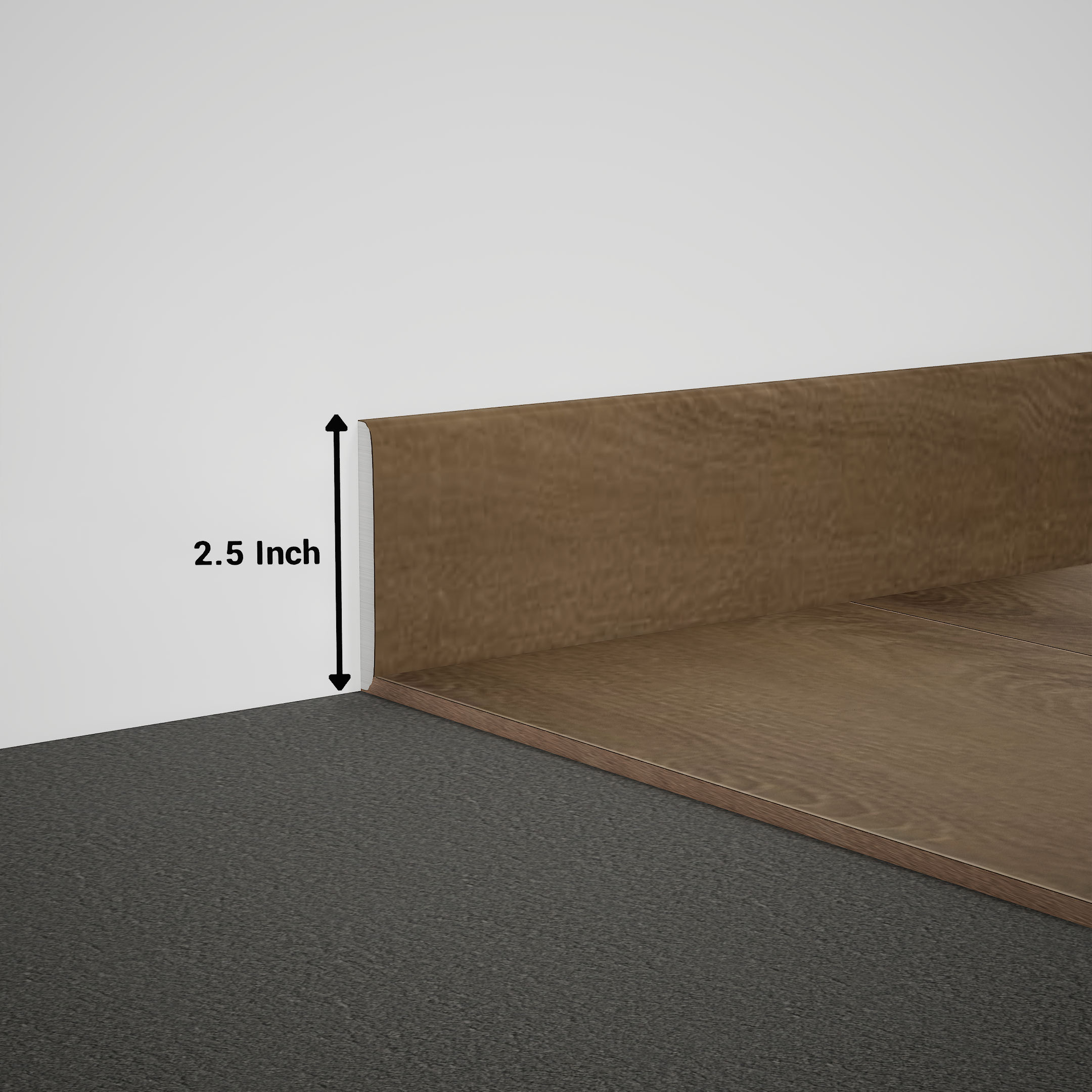 A close-up of a MDF Skirting Timberline TF 00166 B | 8 ft x 2.5 Inch x 12 mm Compatible for SPC Flooring SP 00090 available at Material Depot in Bangalore