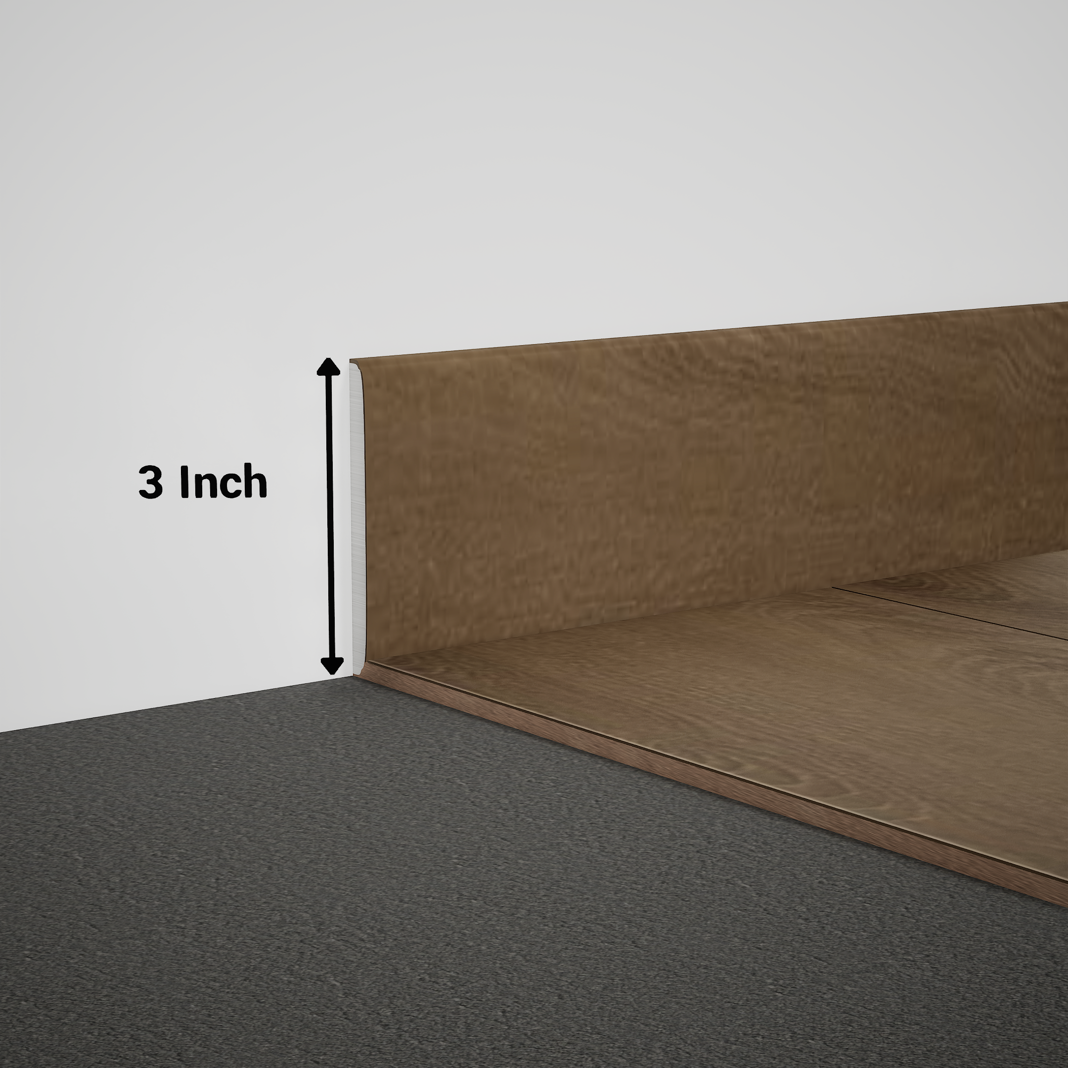 A close-up of a MDF Skirting Timberline TF 00166 C | 8 ft x 3 Inch x 12 mm Compatible for SPC Flooring SP 00090 available at Material Depot in Bangalore