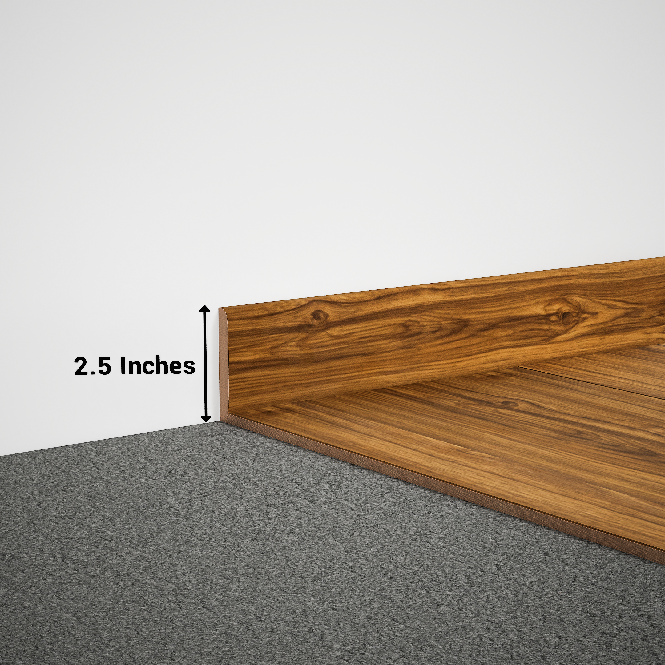 A close-up of a MDF Skirting Aristo PM 00347 D | 8 ft x 2.5 Inch | Compatible for Laminate Wood Floor LF 00242 available at Material Depot in Bangalore