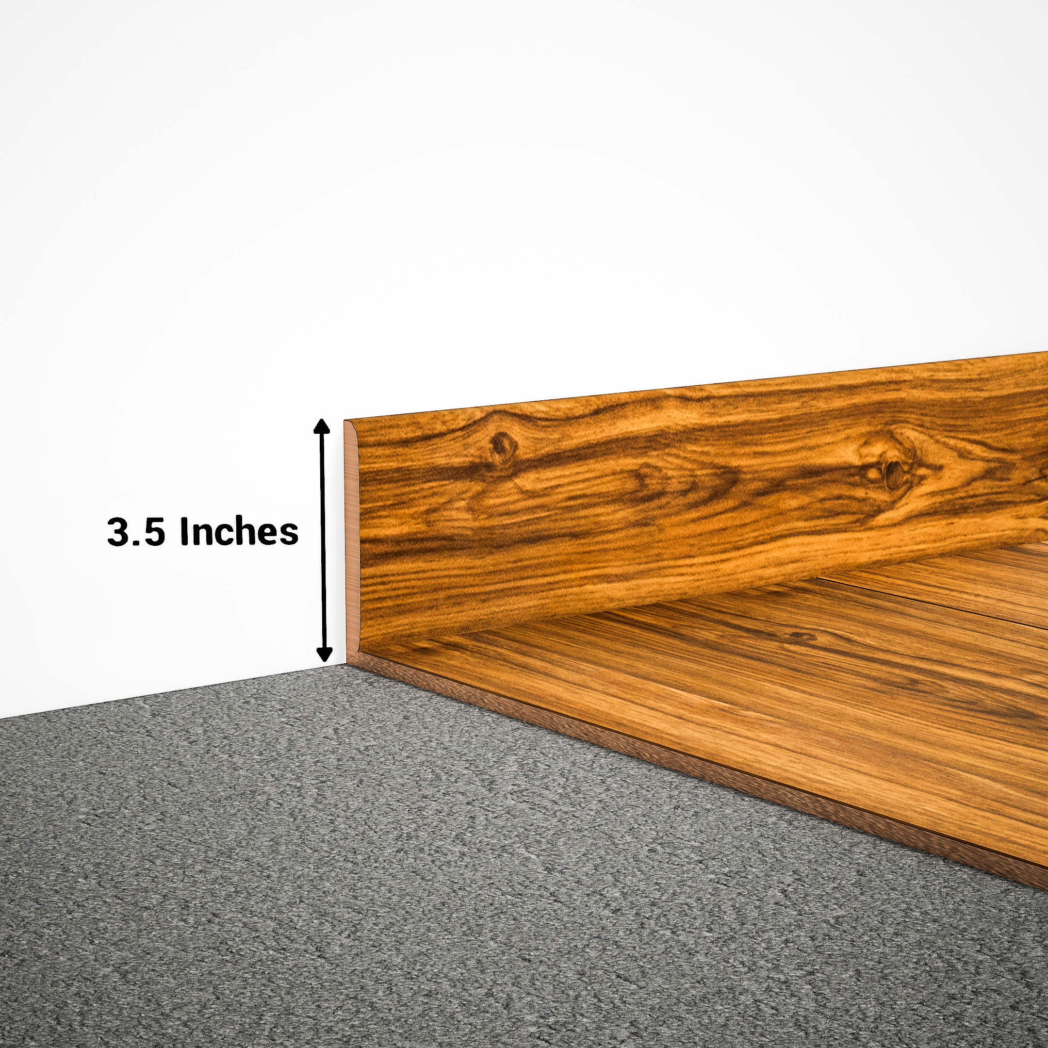 A close-up of a MDF Skirting Aristo PM 00347 F | 8 ft x 3.5 Inch | Compatible for Laminate Wood Floor LF 00242 available at Material Depot in Bangalore