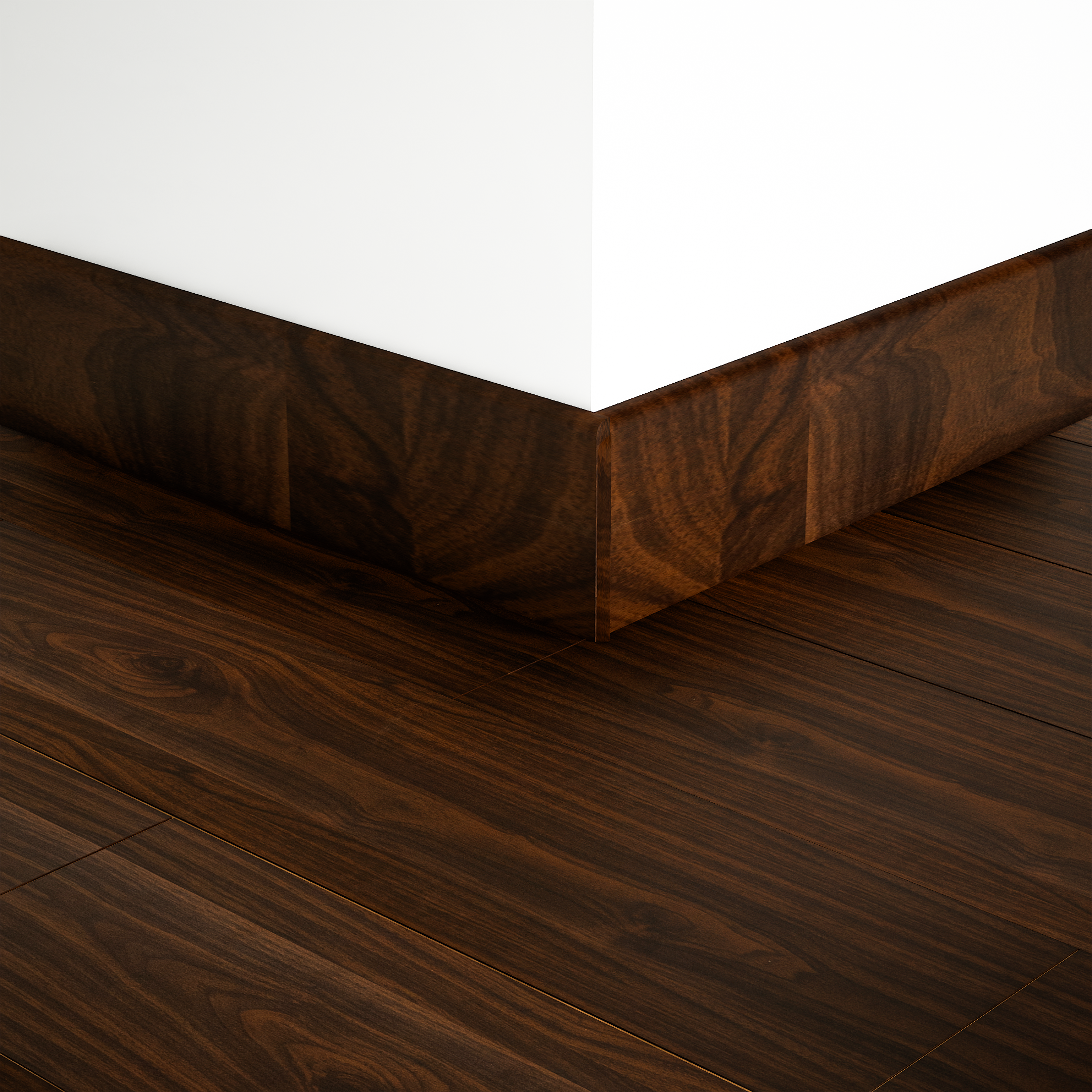 A close-up of a MDF Skirting Aristo PM 00356 D | 8 ft x 2.5 Inch | Compatible for Laminate Wood Floor LF 00243 available at Material Depot in Bangalore