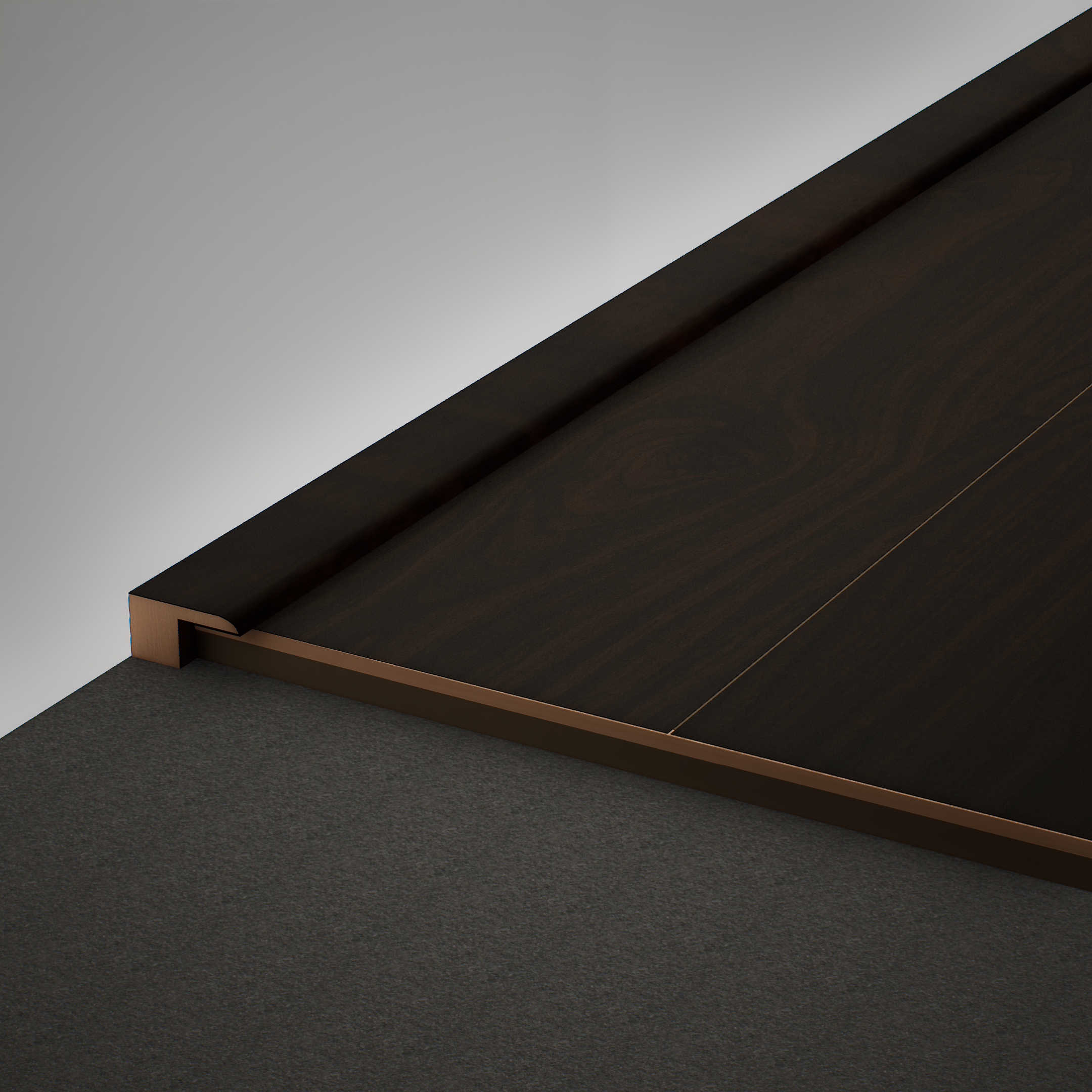 A close-up of a MDF Edge Profile Aristo PM 00356 S | 8 ft x 16 mm x 12 mm | Compatible for Laminate Wood Floor LF 00243 available at Material Depot in Bangalore