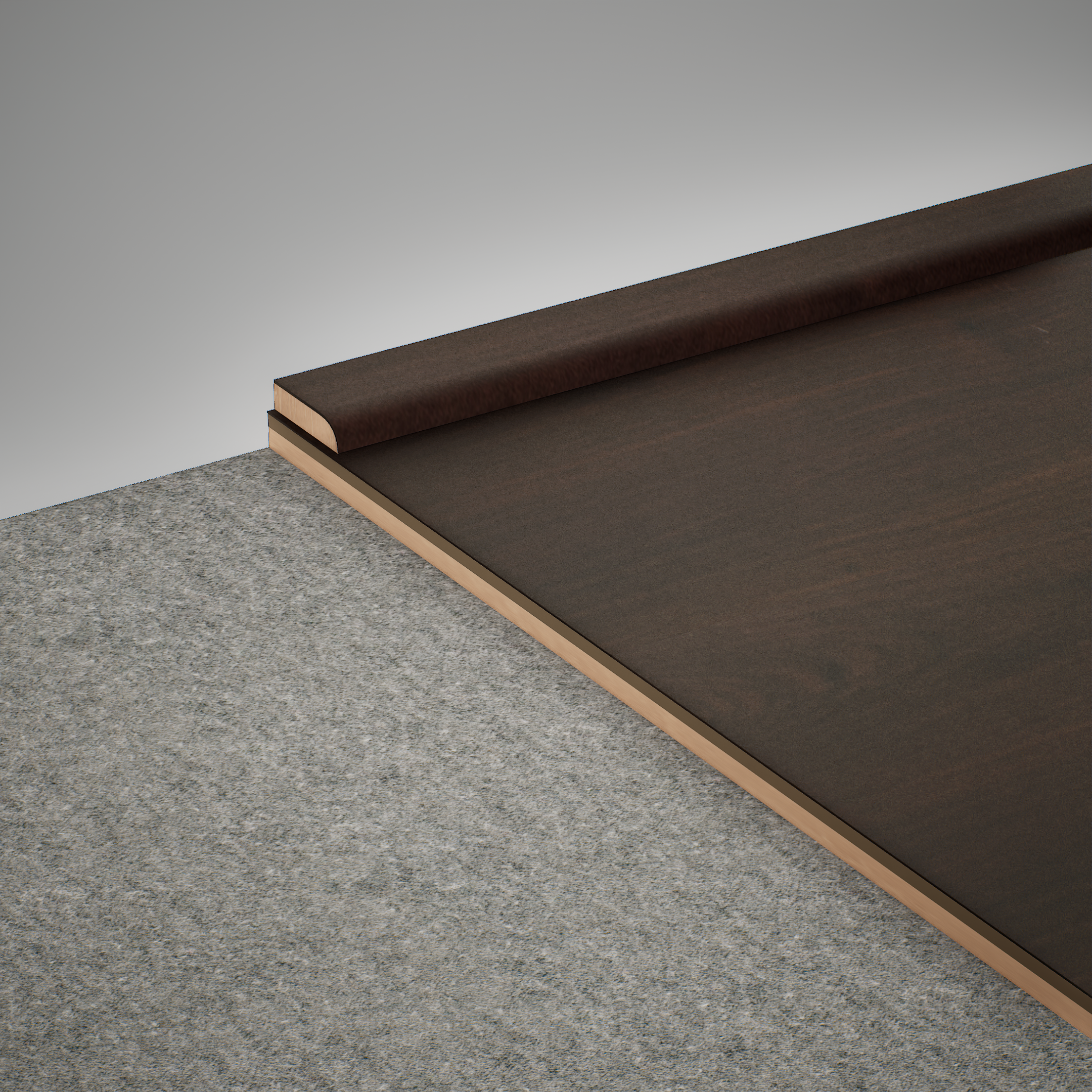 A close-up of a MDF Corner Beading Profile Aristo Premium PM 00367 B | 8 ft x 18 mm x 12 mm | Compatible for Laminate Wood Floor LF 00244 available at Material Depot in Bangalore