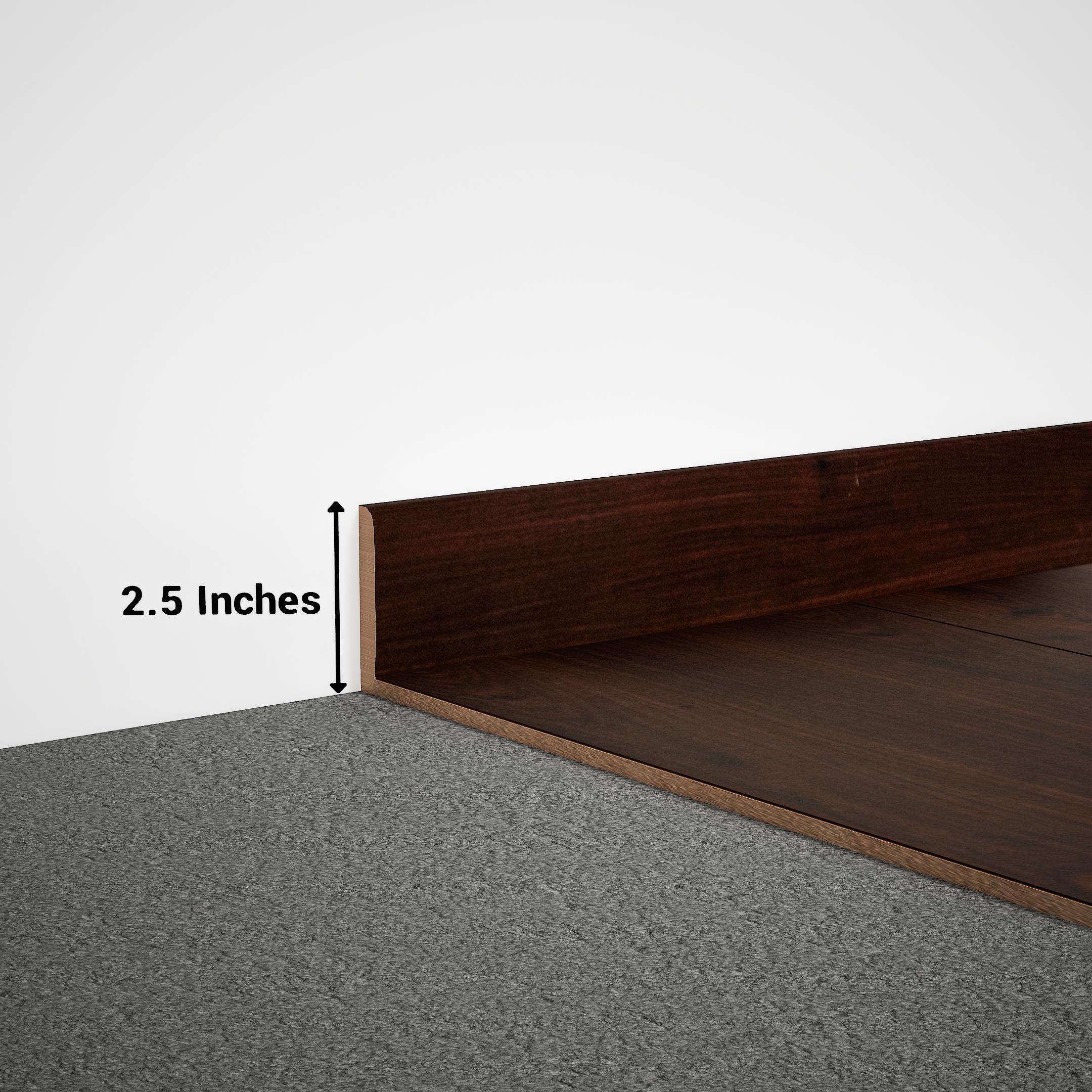 A close-up of a MDF Skirting Aristo Premium PM 00367 D | 8 ft x 2.5 Inch | Compatible for Laminate Wood Floor LF 00244 available at Material Depot in Bangalore