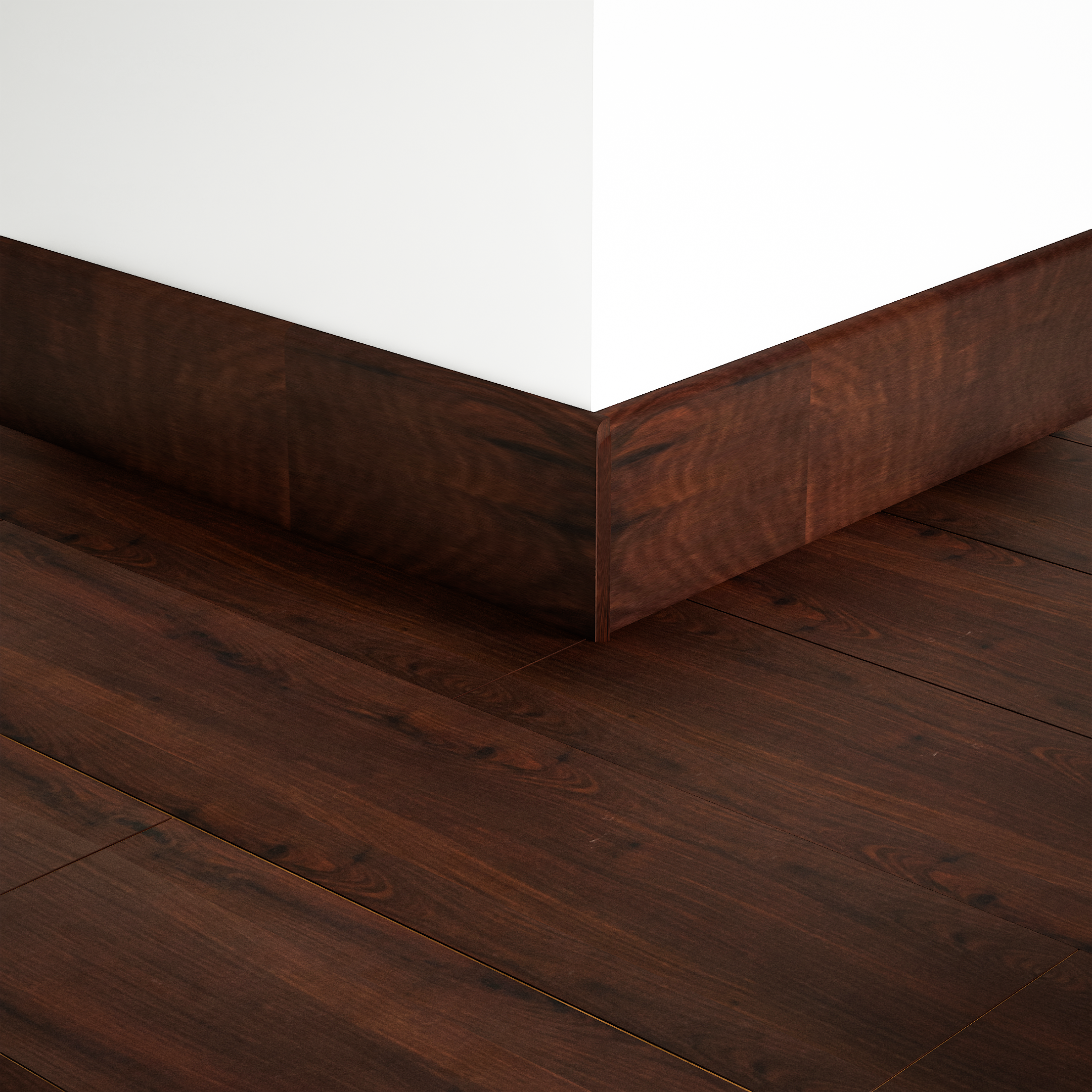 A close-up of a MDF Skirting Aristo Premium PM 00367 D | 8 ft x 2.5 Inch | Compatible for Laminate Wood Floor LF 00244 available at Material Depot in Bangalore