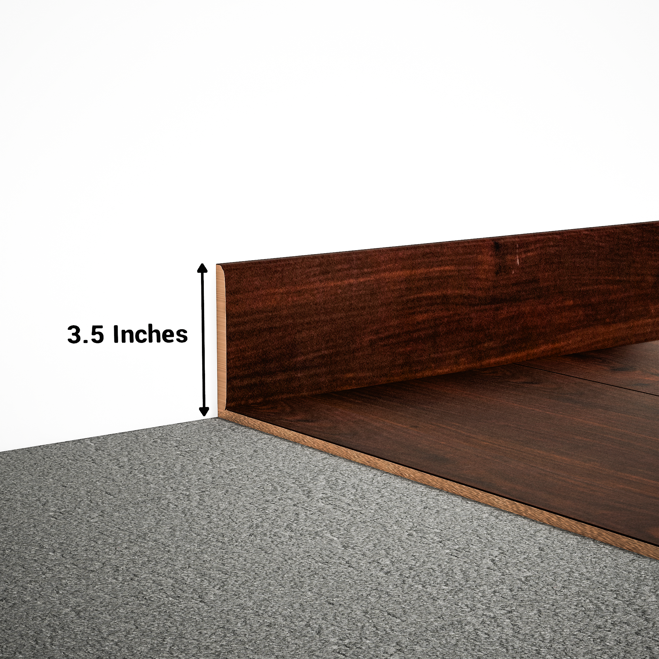 A close-up of a MDF Skirting Aristo Premium PM 00367 F | 8 ft x 3.5 Inch | Compatible for Laminate Wood Floor LF 00244 available at Material Depot in Bangalore