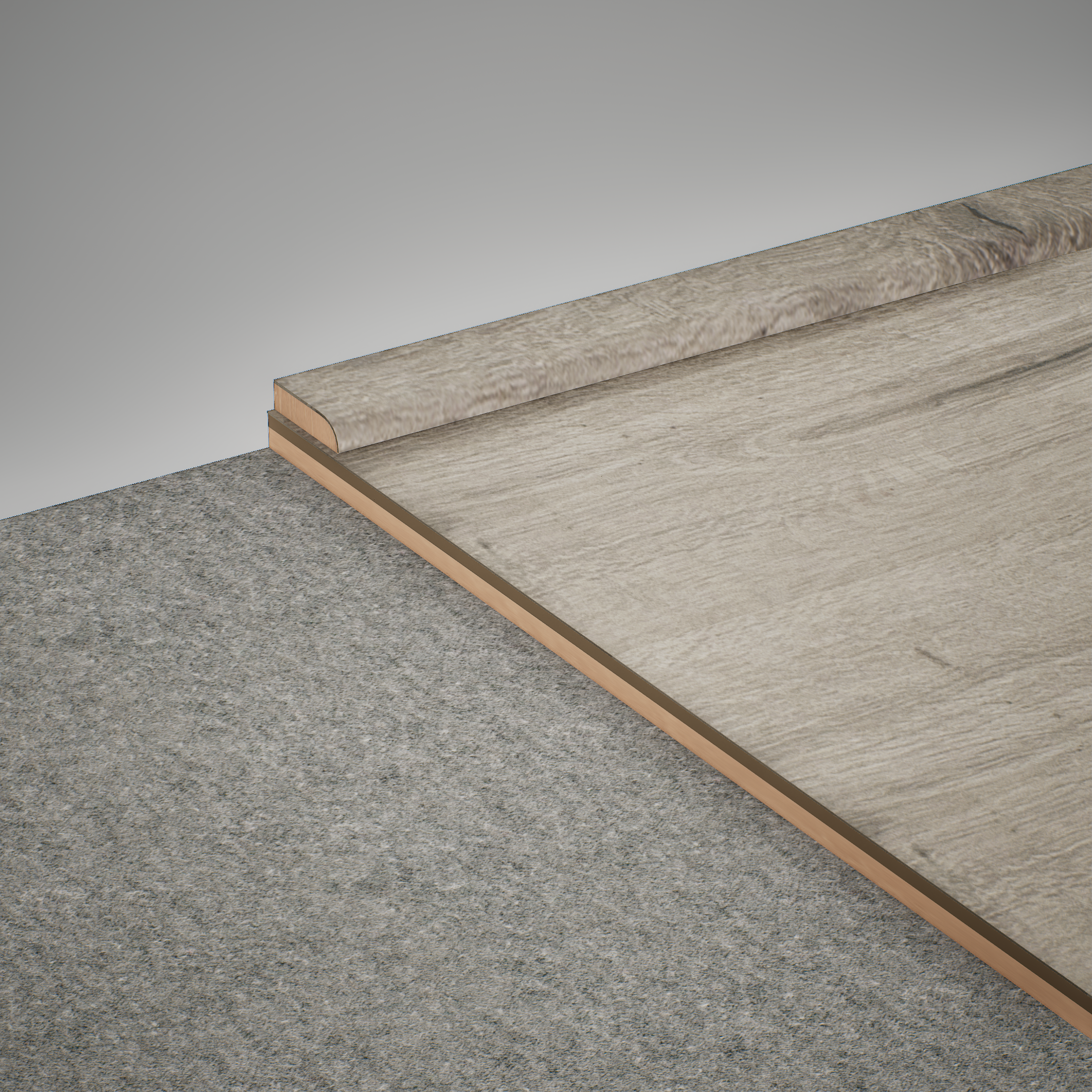 A close-up of a MDF Corner Beading Profile Aristo Premium PM 00369 B | 8 ft x 18 mm x 12 mm | Compatible for Laminate Wood Floor LF 00246 available at Material Depot in Bangalore