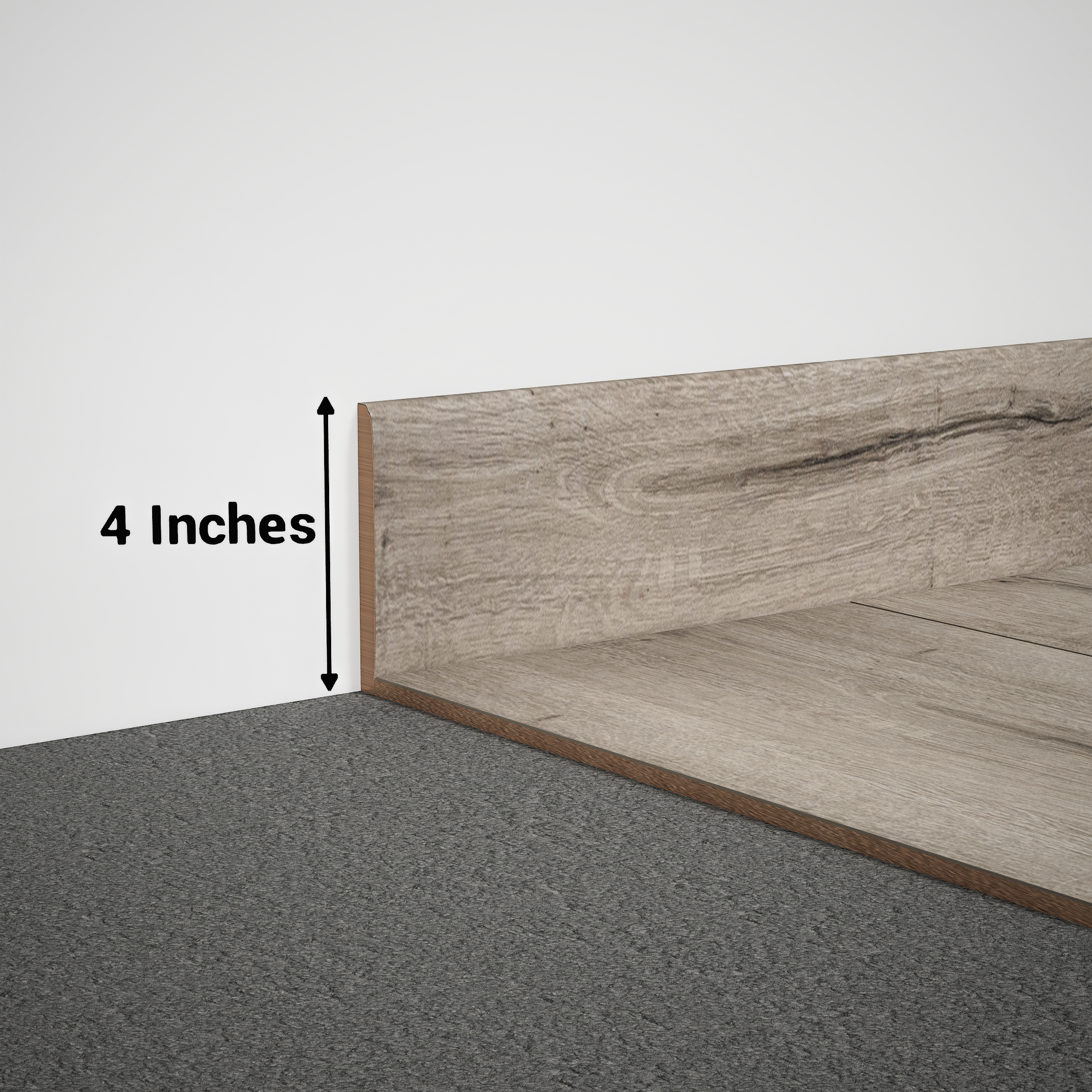 A close-up of a MDF Skirting Aristo Premium PM 00369 G | 8 ft x 4 Inch | Compatible for Laminate Wood Floor LF 00246 available at Material Depot in Bangalore