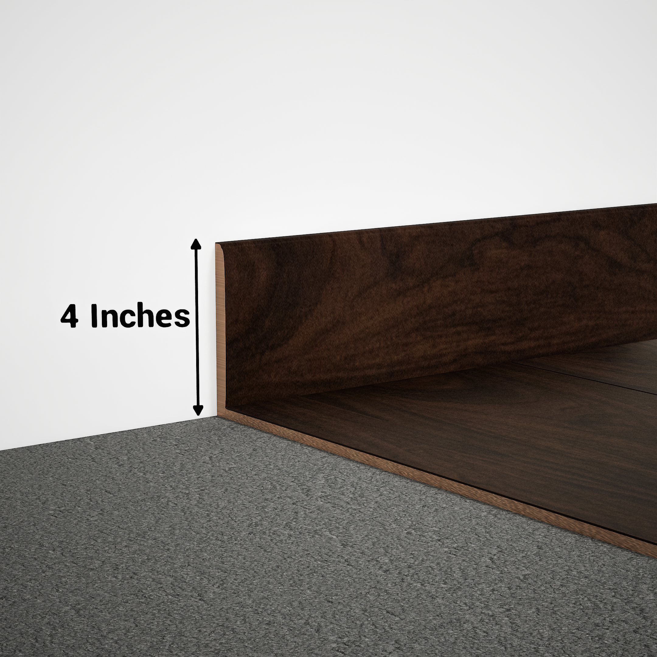 A close-up of a MDF Skirting Aristo Premium PM 00365 G | 8 ft x 4 Inch | Compatible for Laminate Wood Floor LF 00250 available at Material Depot in Bangalore