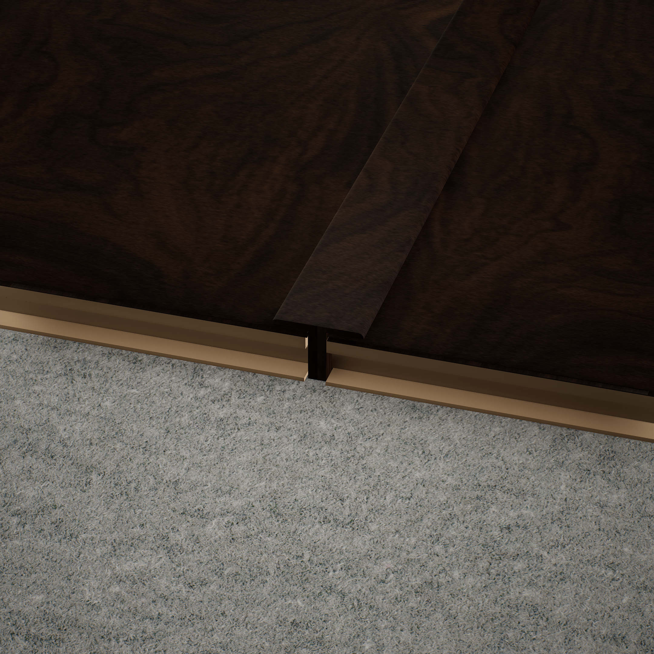 A close-up of a MDF T Profile Aristo Premium PM 00365 Q | 8 ft x 25 mm x 12 mm | Compatible for Laminate Wood Floor LF 00250 available at Material Depot in Bangalore