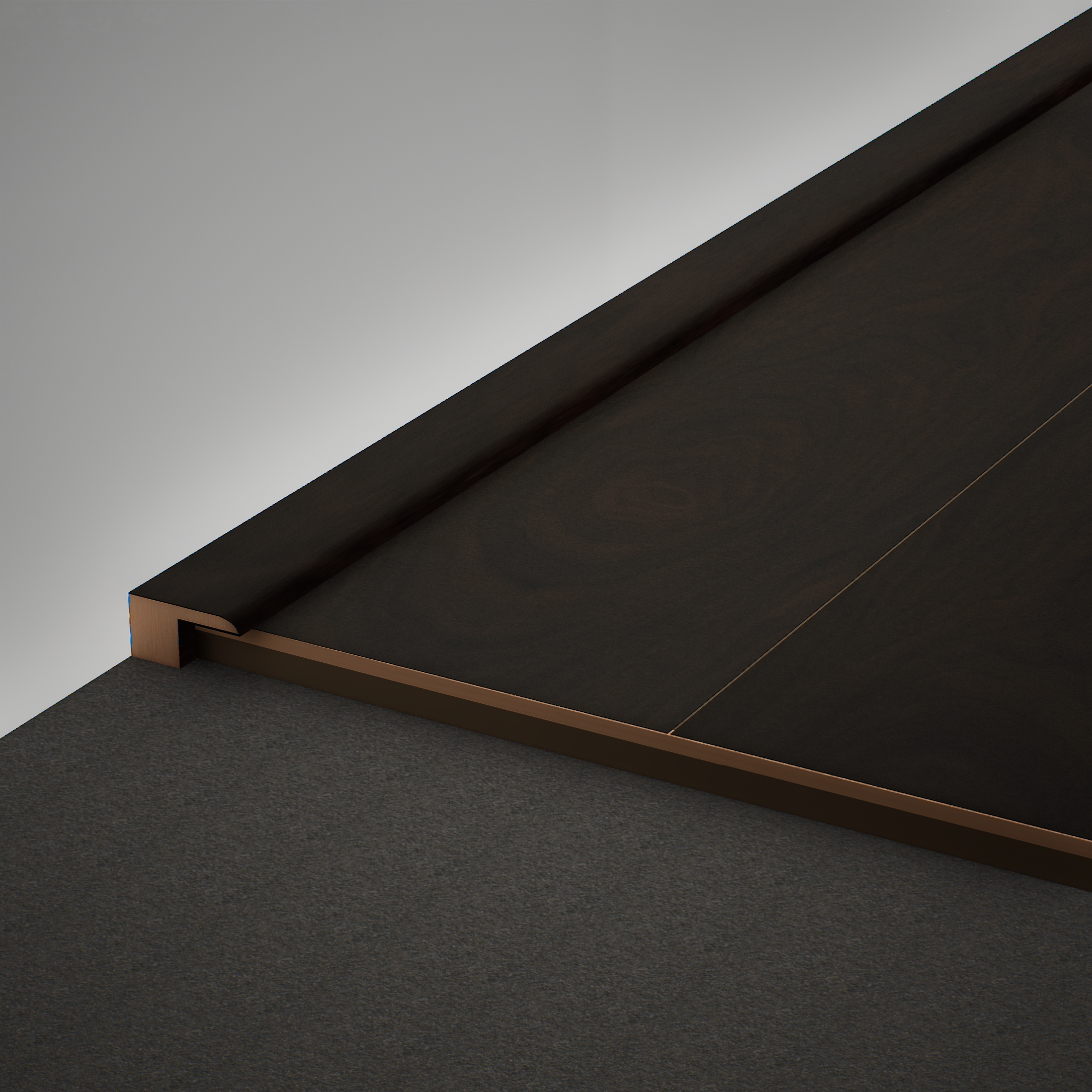 A close-up of a MDF Edge Profile Aristo Premium PM 00365 S | 8 ft x 16 mm x 12 mm | Compatible for Laminate Wood Floor LF 00250 available at Material Depot in Bangalore